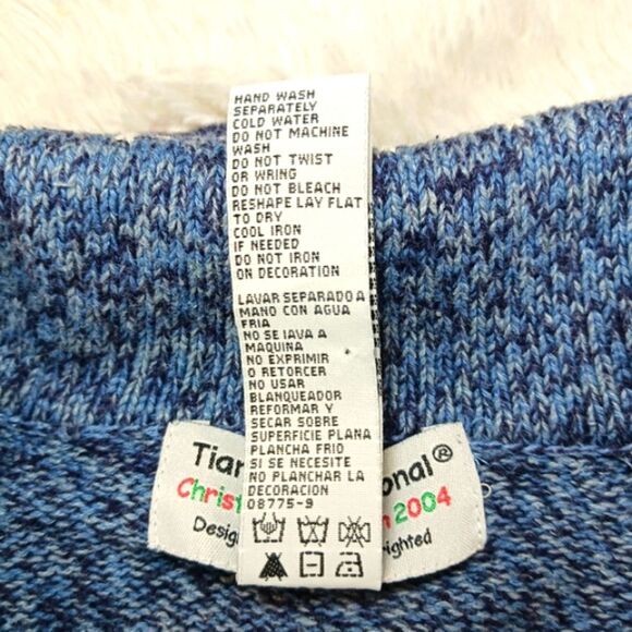 Tiara Internation 2004 Christmas Blue Snowflake Knit Zip-Up Cardigan Women's L.. - Picture 5 of 10